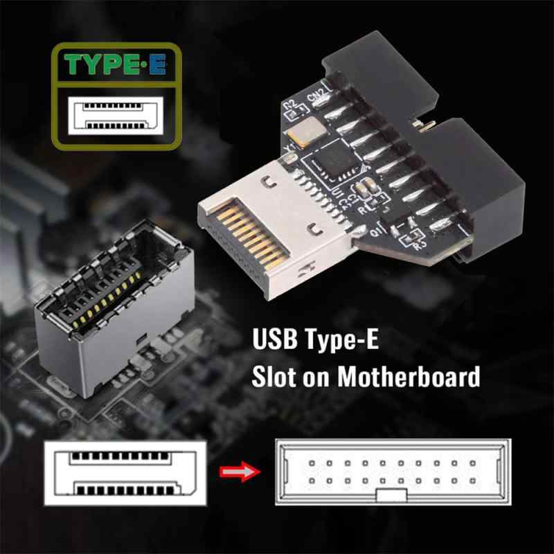 NFHK USB 3.2 タイプ E フロントパネル ヘッダー オス - USB 3.0 19 ピン メス 10Gbps メインボード ヘッダー拡張アダプター (HUB チップセット付き)