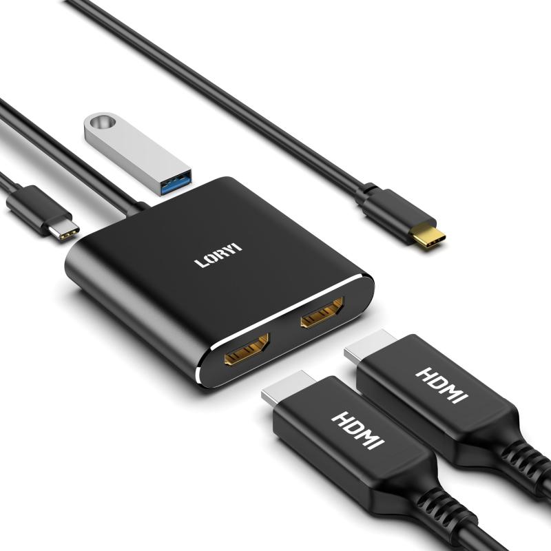 USB-C HDMI アダプター デュアルHDMI HDMI 分配器 拡張モード対応 HDMI 拡張4K＠60Hz 4in1 100W PD充電 Type C ...