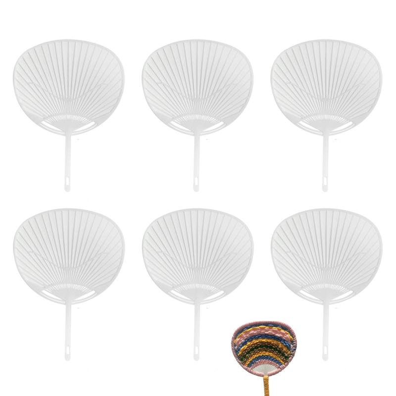 TVETE うちわ 骨 プラスチック製 白【6個入り】手作りうちわ 骨組み 骨のみ 頑丈 折れにくい うちわ 材料 推し活 応援うちわ コンサートに最適 DIY用 アクセサリー（約24*33CM）