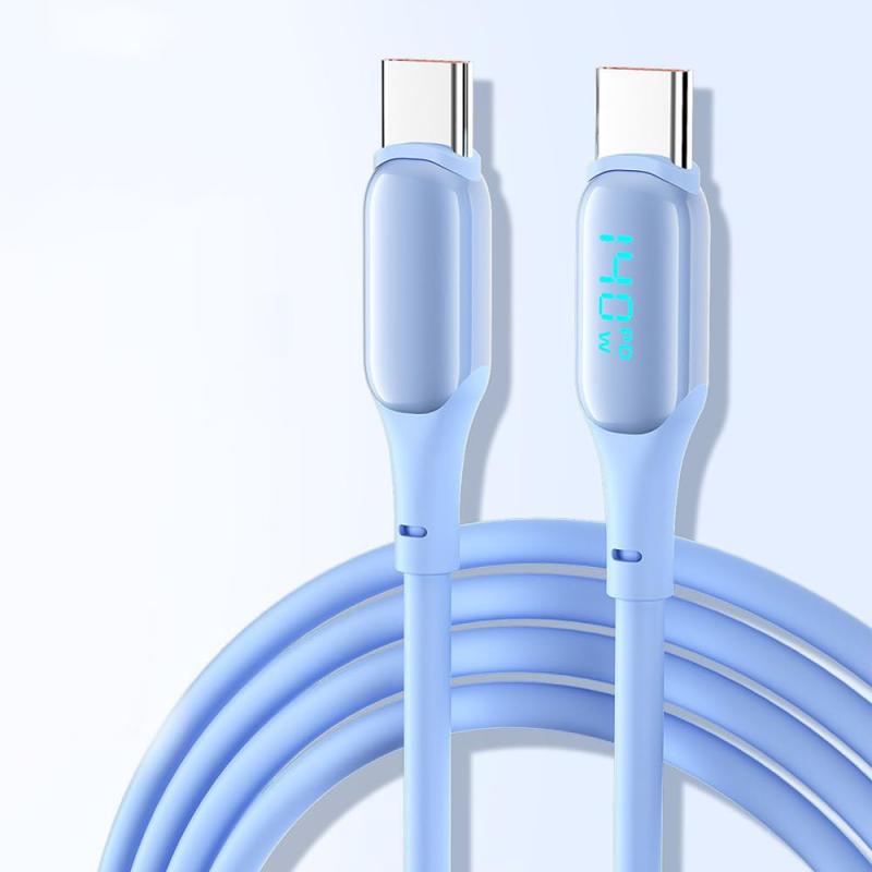 USB C ケーブル 【140W/5A 1.5m 】PD対応 Type C to Type C 急速充電 LED表示 (超高耐久シリコン) Phone 16/15、Mac-book Pro/Air Pad ノートパソコン Galaxy Google Pi