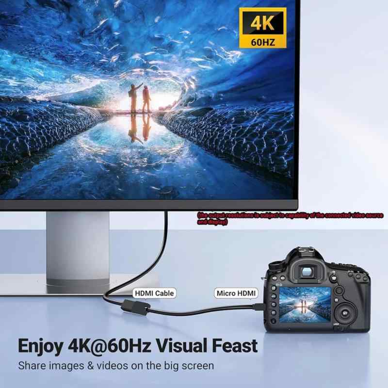 CNCTWO(コネクトツー) microHDMI(オス) 延長HDMI(A)(メス) ケーブル 短く15cm, ビデオカメラ,デジカメ,4K/3D対応, オス/メス, 金メッキ端子, 10.2Gbps高速伝送, ARC/HEC対応 薄型テレビ裏 ノートP