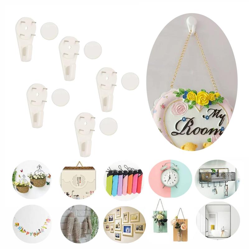 【VEVE&MIKI】フック 壁 傷つけない 耐荷重8kg (5個入り) 石膏ボード 壁紙 クリア壁 穴 壁を傷つけない 石 膏ボード フック 穴の目立たない 壁掛けフック DIY 小物掛け 壁掛けフック