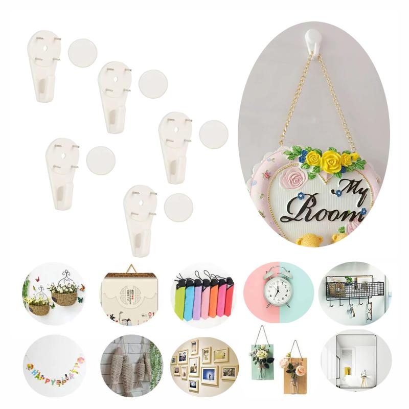 【VEVE&MIKI】フック 壁 傷つけない 耐荷重10kg (5個入り) 石膏ボード 壁紙 クリア壁 穴 壁を傷つけない 石 膏ボード フック 穴の目立たない 壁掛けフック DIY 小物掛け 壁掛けフック