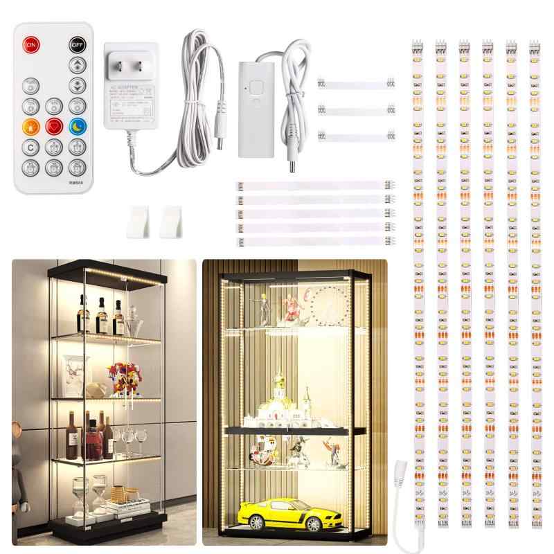 Wobane LEDキャビネットライト リモコン付き 3メートル 0.5mx6本 連接可能 4000K 高輝度 LEDバーライト 調光可能 時間設定 薄型 貼り付け式 工事不要 間接照明 キッチン用/看板/棚下/ショーケース照
