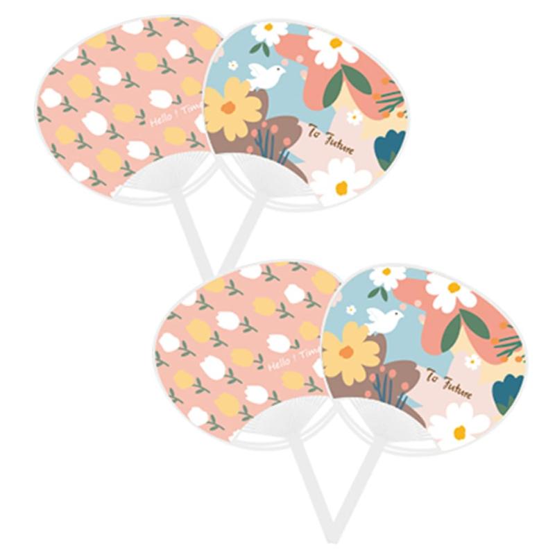 MinniLove いうち 団扇 可愛い絵柄 4種類入り 特大 軽量 涼 夏 頑丈耐久 防水で軽くて便利 コンパクト 持ち歩きに便利 お祭り/運動会/花火大会/旅行/外出/ピクニック/パーティー に適合 (花柄4種