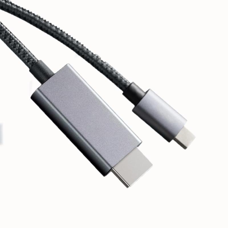 USB C - HDMI [4K@60Hz,アルミニウムケース,ナイロン編組],Phone 15 Pro/Max,MacBook Pro/Air 2023,Pad Pro,Surface Book 2,対応Galaxy S23などに対応。2M