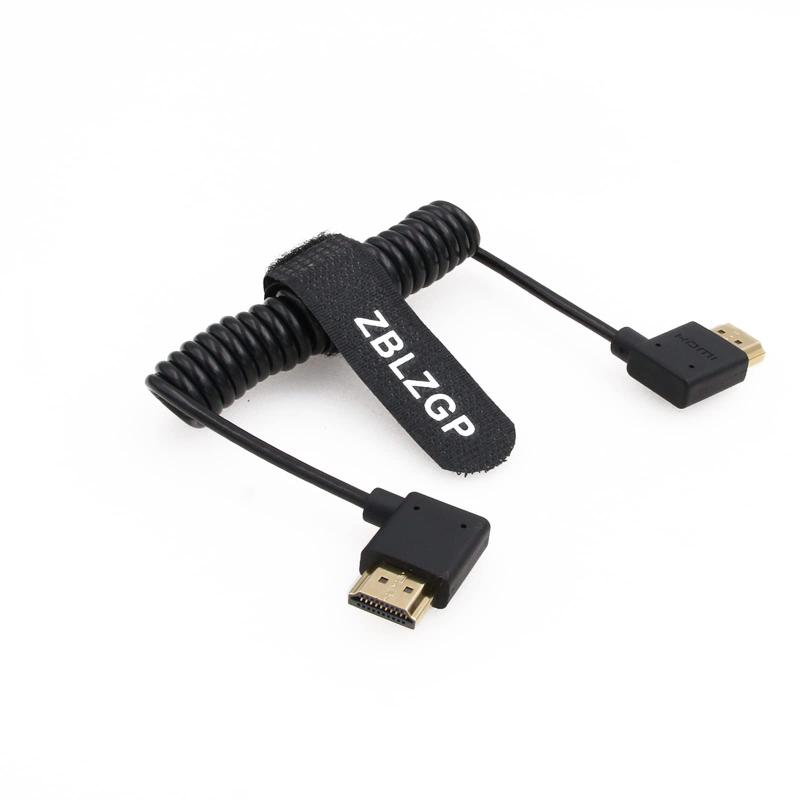 ZBLZGP HDMIケーブル コイル状 8K ライトレフトアングル タイプA HDMI 2.1ケーブル Sony Canon R5 Nikon Blackmagic Pocket Cinema カメラ用