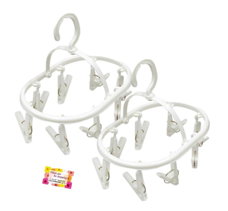 【コンパクトで小物衣類を乾すのにピッタリ】 ツバメリング 丸 ピンチ8個付き あとが残りにくいフラット仕様 ご自宅で 旅行先で 室内干しに 寮生活 雨の日の職場でも 色アソート 約23×16