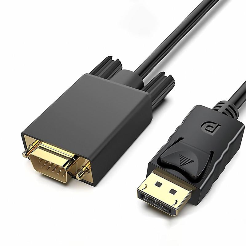 Displayport VGA 変換 ケーブル DisplayPort（オス）-VGA（オス） アダプター たんほうこうでんそう 1080P解像度 金メッキコネクタ ディスプレイプロジェクタハイビジョンテレビなど対応（ブラック 1