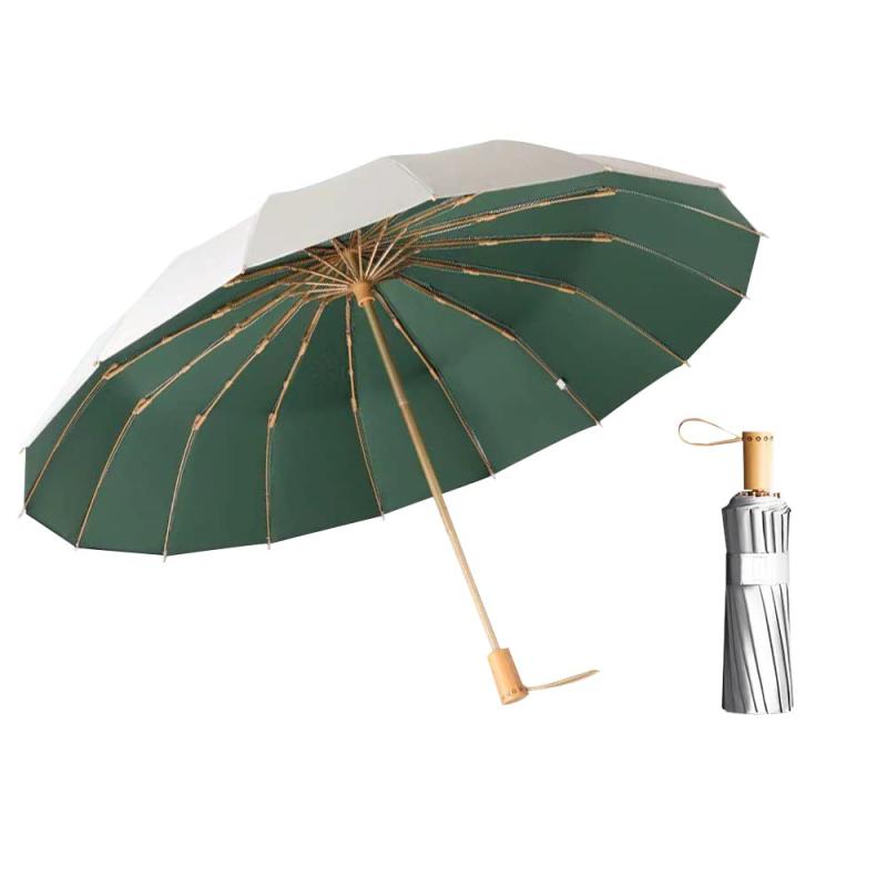 Dlin 日傘 メンズ 折りたたみ傘 大きい 和風 晴雨兼用 折り畳み傘 16本骨 耐風性 晴雨兼用傘 UVカット5..