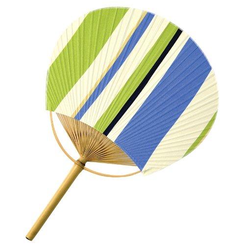 四国団扇 うちわ 男女兼用 ファブリック ストライプ ブルー 28×41
