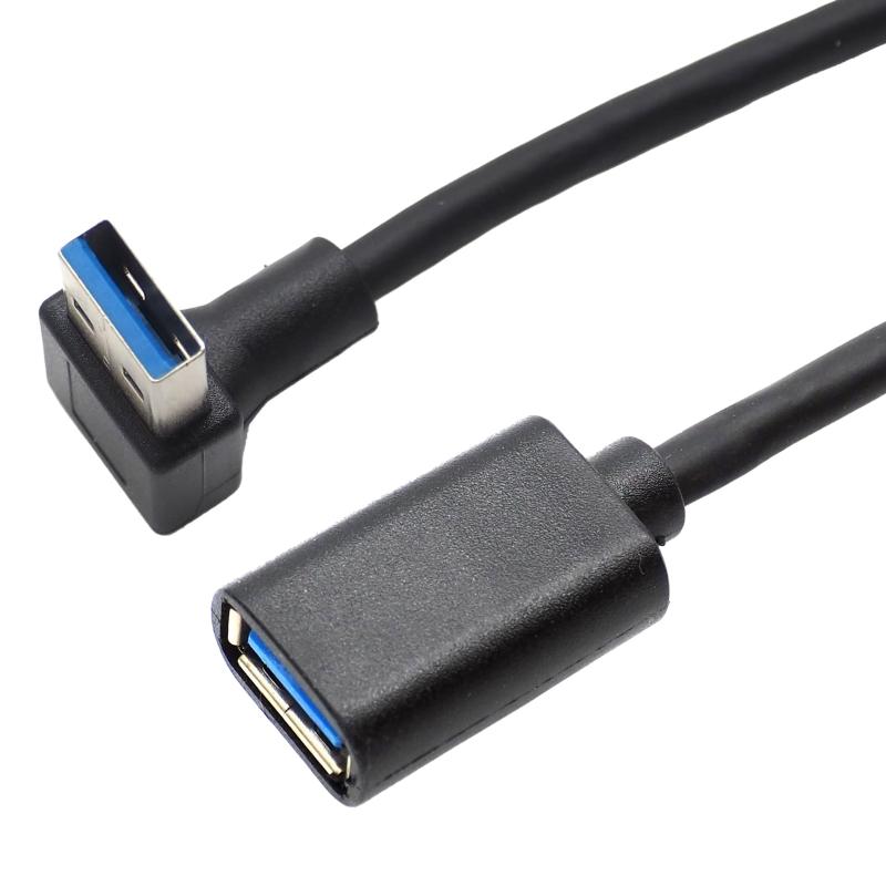 オーディオファン USBケーブル 延長 USB3.2 Gen1 5Gbps L字 USB-A オス - USB-A メス USB3.0 USB3.1 対応 L字型A USB延長ケーブル ブラック 約100cm
