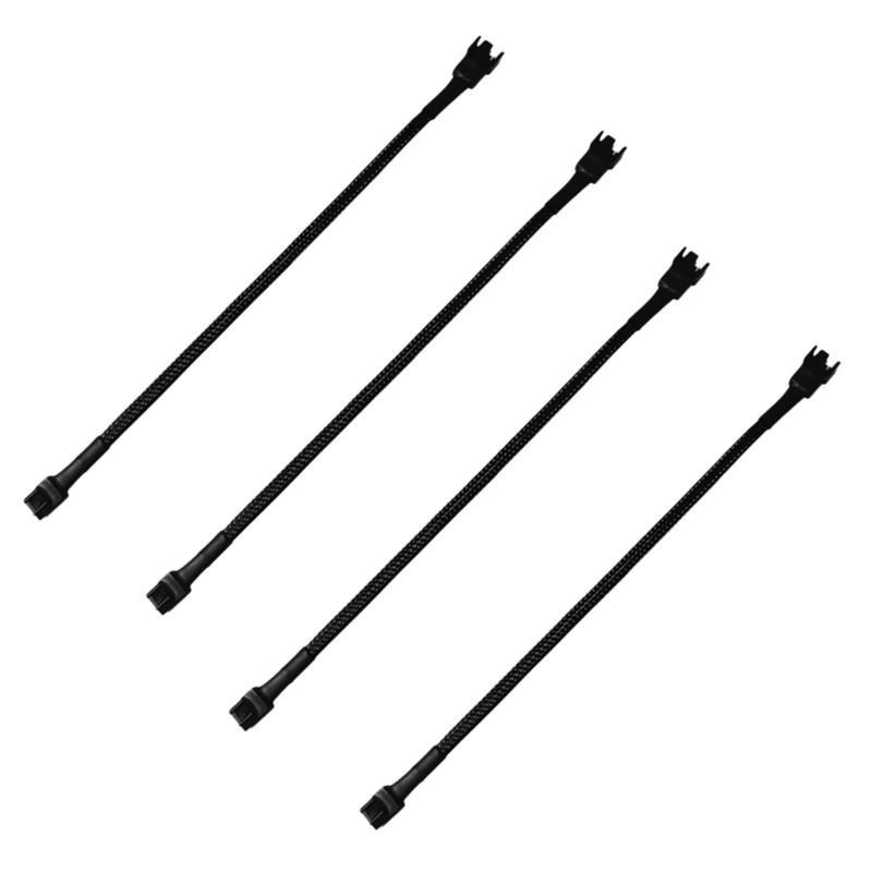 ファン 電源 ケーブル マザーボード4ピン 3ピン シャーシファンpwm温度制御延長線 約26CM(ブラック,4本セット)