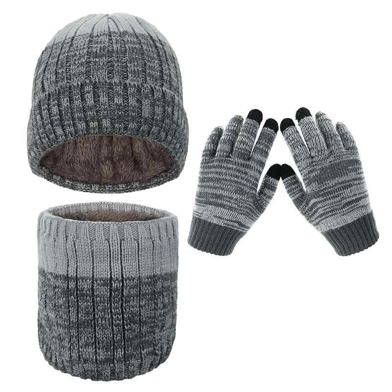 [Afindern] 冬用 ネックウォーマー 子供用 ニットキャップ 手袋 3点セット 防寒 帽子 裏起毛 毛糸 あっ..