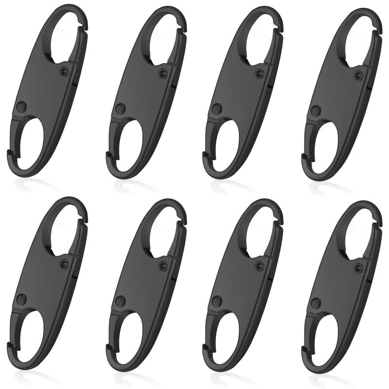 JUJUGO ジッパークリップ S字カラビナ 8個 盗難防止 ジッパーロック 両開き対応 スーツケース バッグ 鍵 取り外し可能 ブラック