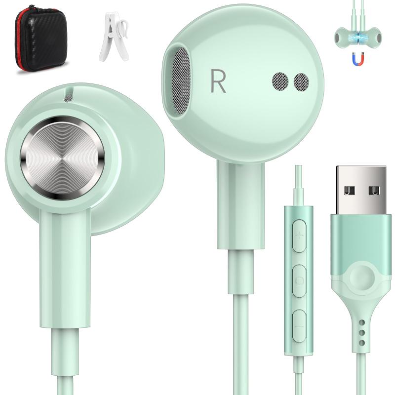 【2024新色】イヤホン usb マイク付き 有線 通話可 音量調整 HIFI音質 2.4M長さ インナーイヤ型 両耳 ヘッドホン ヘッドフォンps4 ps5 pc windows mac Chrome テレワーク リモートワーク オンラインzoom W