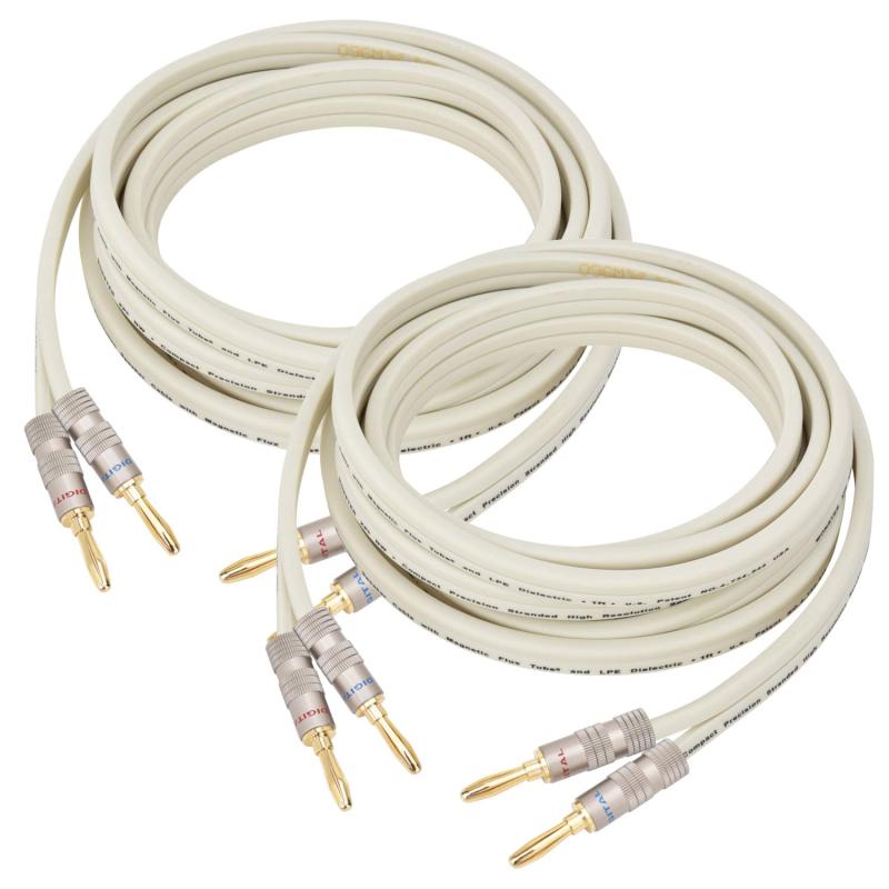 【LCYOUTH】スピーカーケーブル バナナプラグ バナナプラグ ケーブル 加工済み完成品 OFC 24k金メッキ 純銅 600芯(x2) 白い