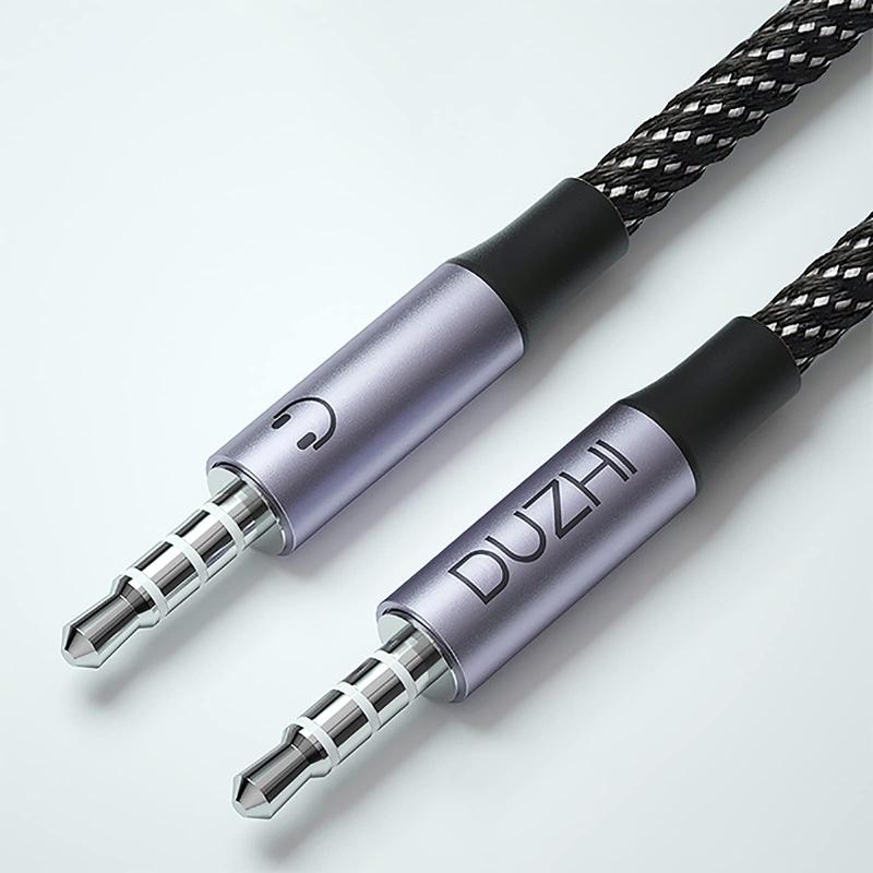 AUXオーディオケーブル 4極 マイク機能付き ステレオミニプラグ 高耐久ナイロン2色編み スマホ/カー/スピーカー/ギターなど対応