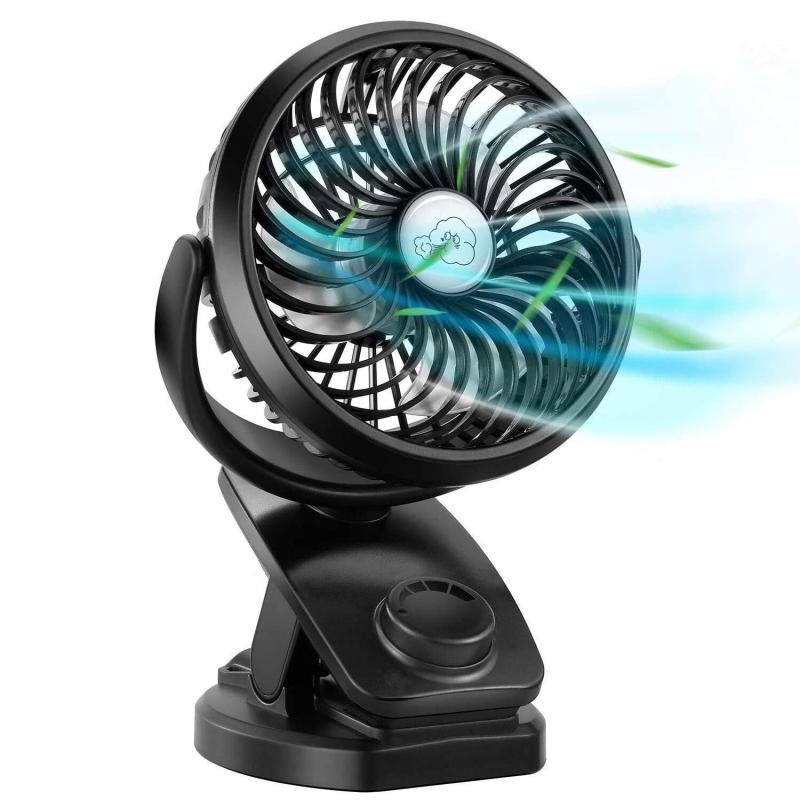 Vanazo 卓上扇風機 USB扇風機 自動首振り 無段階風量調節 クリップ 卓上 50時間連続使用 usb充電式 静音 6畳 強風 小型 USBファン パワフル送風 アロマ/虫除け機能 専用スポンジ付属…