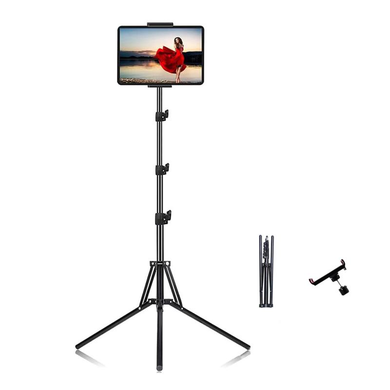 タブレット フロアスタンド 三脚 160cm タブレット スタンド 床置き スマホ 三脚 360°回転可能 逆向き折り畳み 4段階伸縮 安定 オンライン授業 4.5~12.9インチ 多機種対応