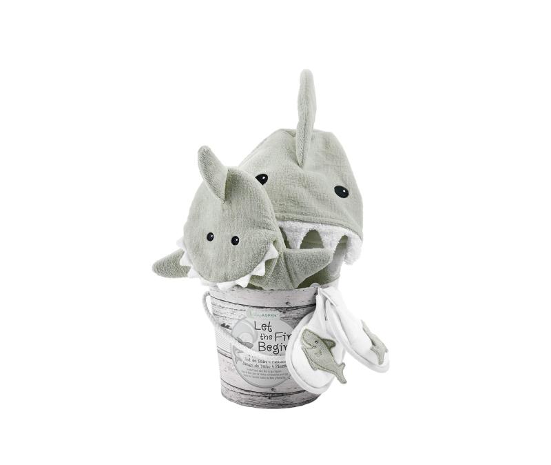 Baby Aspen(ベビーアスペン) 出産祝い ベビーバス フード付きバスタオル ミトン スリッパ バスポンチョ ベビーバスローブ ベビーバスギフト 3点セット