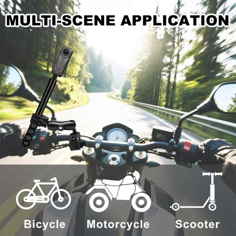 ダブルボールヘッドスーパークランプマウントマジックアーム付きヘビーデューティ360°対応 オートバイ用カメラホルダー対応Insta360対応X5-Xバイクハンドルバー、三脚、デスク、ライトスタ