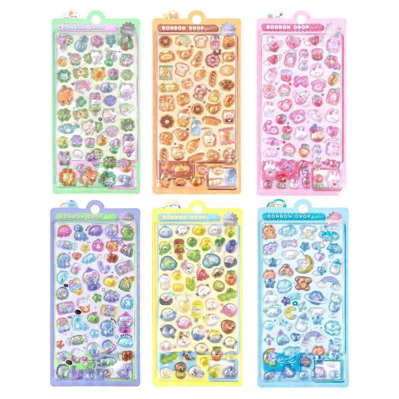 ぷくぷくシール 可愛い 6枚セット 3dシール かわいい 6枚セット 女の子 小学生 人気 ノート 手帳 文房具 デコ 使用 学校 家 日常 簡単 集めて 管理 収納 まとめて スマホケース用/携帯電話飾り(3.0)