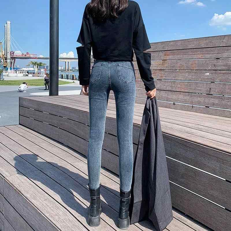 レディース デニムパンツ ハイウエスト タイト 伸縮性 綿混 春夏 九分丈 スリムレッグ ペンシルパンツ 気質 通勤 普段使い 軽量 ブラック ブルーグレー ライトブルー 洗い加工 フレアシルエット 洗練 shadowtail-11120733 シャドーテール パッケージ画像