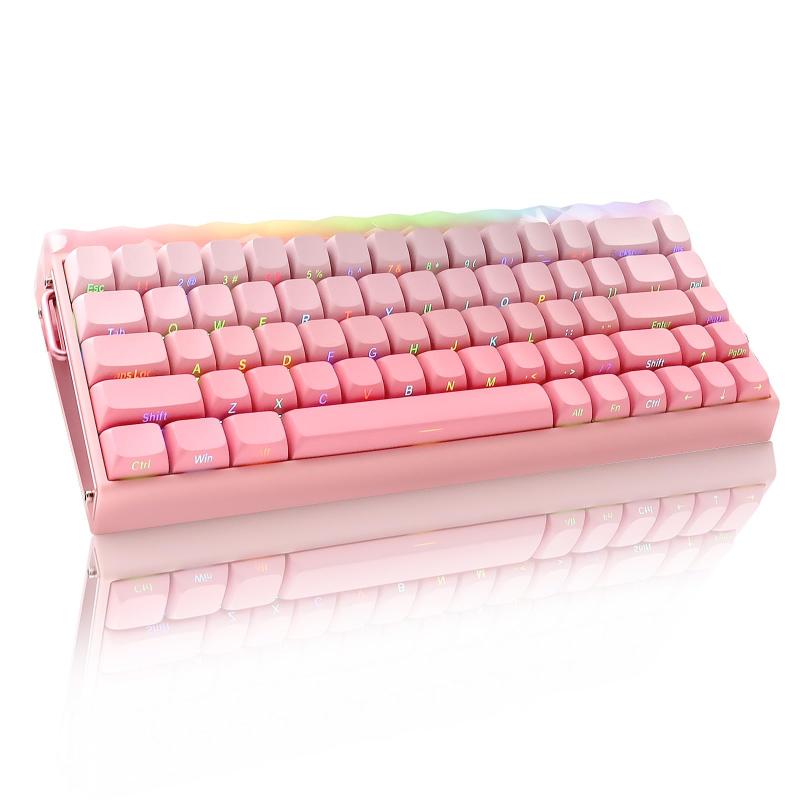 AULA Hero 68 HE 60% 有線ゲーミングキーボード、ホール効果磁気スイッチ搭載、可変作動ポイント、高速トリガー対応、8KHzポーリング、0.125ms低遅延、サイド透光PBTキーキャップ、RGBバックライ