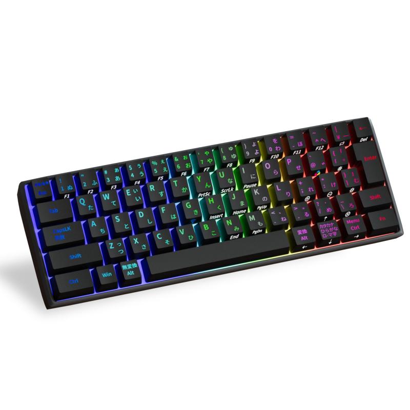 KIMOCA メカニカルキーボード 日本語配列 キーボード 機械式 ゲーミングキーボード 63キー コンパクト Bluetooth 無線 USB 有線 2.4G 防水 充電式 RGB LEDバックライト オフィス/ゲーミング用 日本語