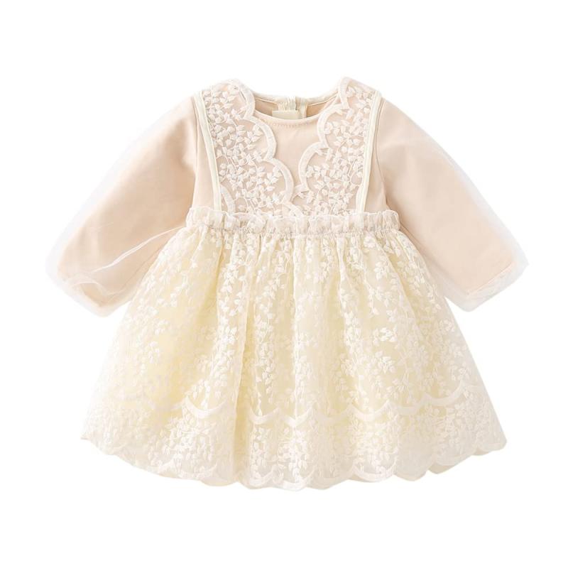 [Baby Nest] ベビー服 女の子 キッズ ワンピース フォーマル 結婚式 ベビーギフト お宮参り 発表会 七五三 花柄 ベージュ 赤ちゃん 子供ドレス アンティーク80 90 100 110 120