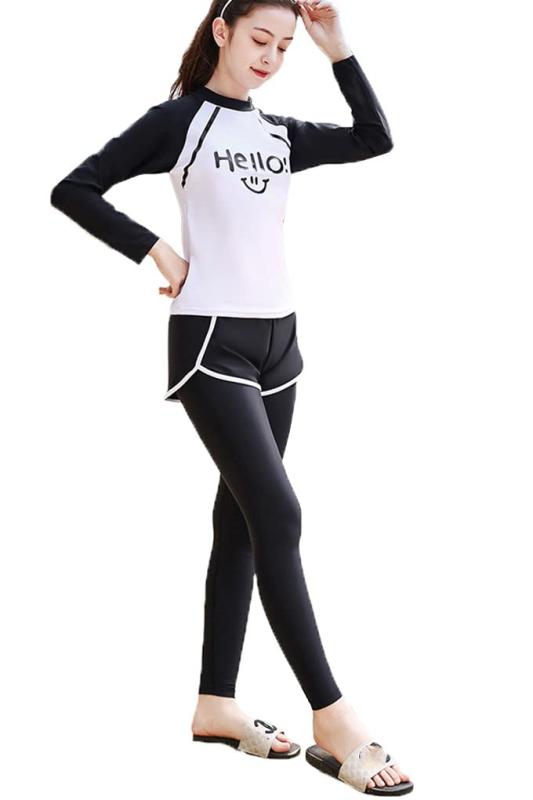 [もうほうきょう] キッズ 水着 女の子 セパレート 子供水着 3点セット 長袖 ジュニア水着 ラッシュガー..