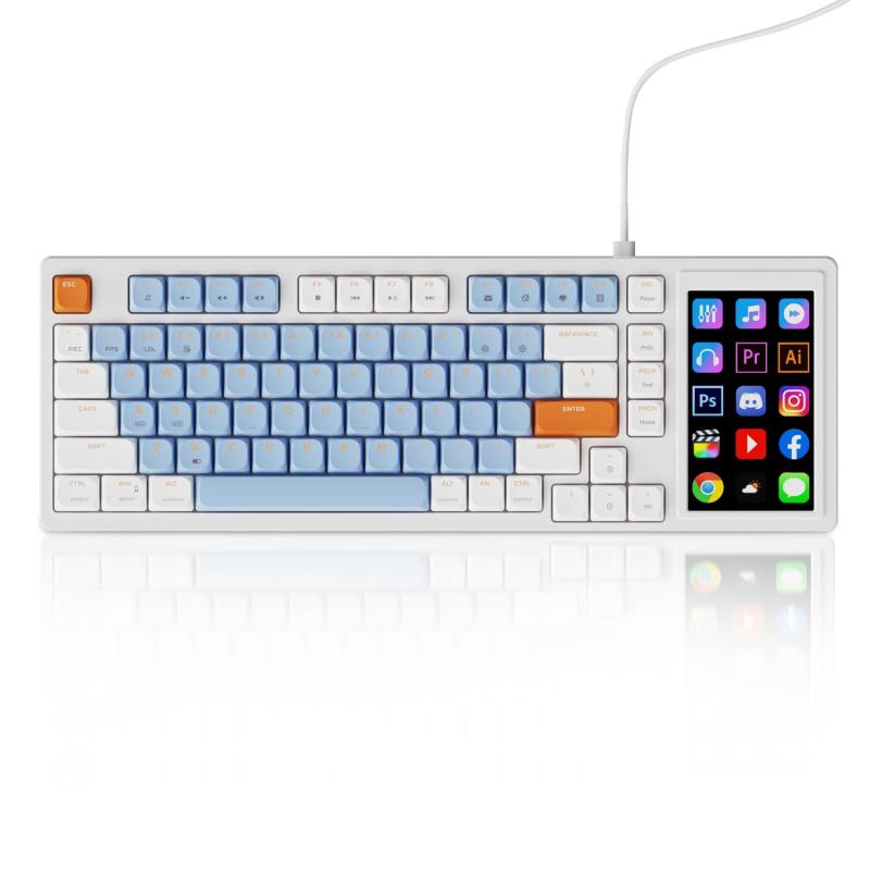 AKP815 75% ワッシャーマウント ローシャフト メカニカル キーボード、フルキー ロールオーバー、4.33 インチ LCD タッチ カラー スクリーン