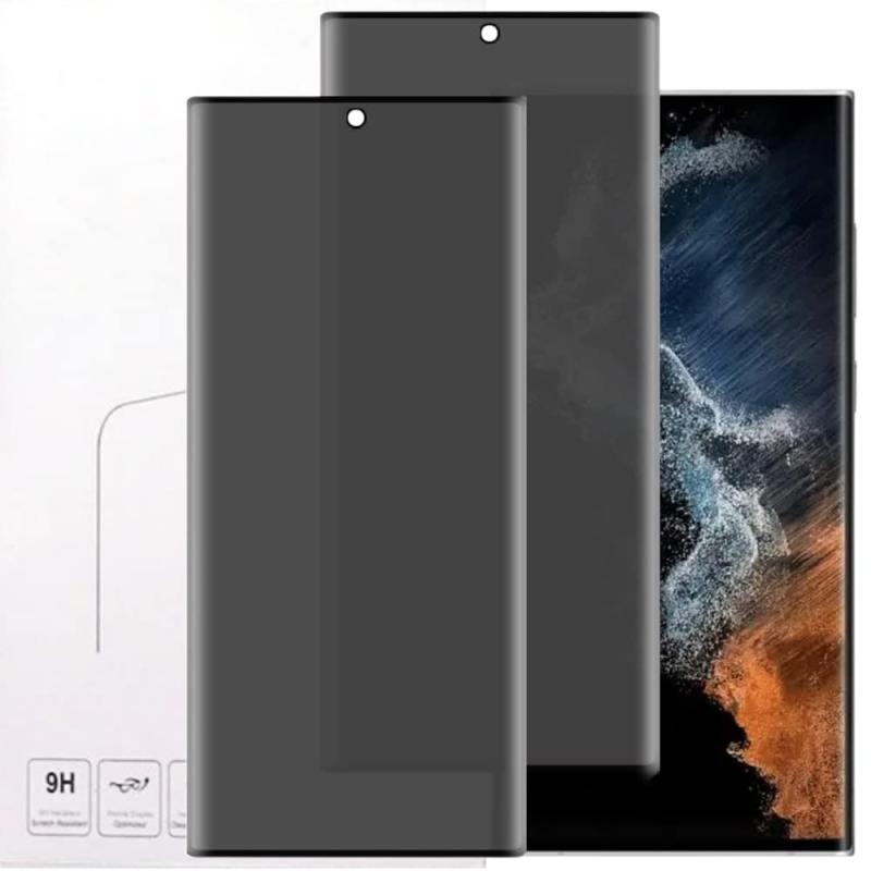 For Galaxy S23 Ultra ガラスフフィルム 【覗き見防止 2枚入り】S23Ultra フィルムプライバシー 保護 フィルム 3D曲面 ギャラクシーS23 ultraウルトラ ふぃるむ 強化 ガラス 液晶 全面 保護 湾曲まで覆【対応機種】Galaxy S23 Ultra 5G に対応なので、機種を間違いないようご注意下さい（ご注意：本製品の覗き見防止反射技術により、指紋認証できない）【覗き見防止】Galaxy S23 Ultra を立てに持った時、画面を横から覗かれることを防ぐ180度ブラインド仕様のプライバシー保護フィルムです。周りの視線を気にすることなくLINEやメールのやりとりを行えます。【3D曲面覆える、簡単貼り付け】Galaxy S23Ultraの液晶面にぴったり貼り付けてタッチ感度が良好です。ガラスフィルムと違って、ACG素材でスマホの湾曲まで覆える全面保護フィルムです。貼付け位置を正確に確定できたら、指で真ん中から端に向かって軽く押すだけで、気泡もなく綺麗に仕上げることができます。強力吸着タイプで気泡に悩まされることなく、より簡単に、より綺麗に液晶保護フィルムを取り付けることができます。【最強硬度、飛散防止】高硬度の強化ガラスを採用しており、鍵を使っても傷がつかず、落下による衝撃を吸収することができます、画面へのダメージを最低限まで抑えました。万が一割れたとしても、破片が飛散しないように設計しているため、液晶画面の保護を徹底した上、けがになる可能性を最小限に抑えます。通常ガラスなどと比べ、強度、耐傷性、質感のすべてにおいて優れた性質を持ち、新世代のモバイル機器に最適な革新的なガラスとなっています。【指紋防止良い効果-業界最高】一般的なフィルムのざらざらした感触が一切なし、指のすべりが滑らかでゲームアプリにも最適、いい気持ちになります。指紋や油分·水分の汚れが付きにくい、汗や皮脂、化粧品等が画面についてしまってもさっとひと拭きするだけです。