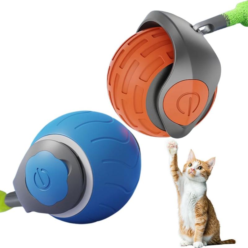 2個 猫 おもちゃ 自動 動く猫ボールおもちゃ 猫玩具 360°自動回転 自動 高速/低速 通常モード/スマートモード切り替え 障害物自動回避 安全で耐久性がある Type-C充電 猫の運動不足解消 猫遊