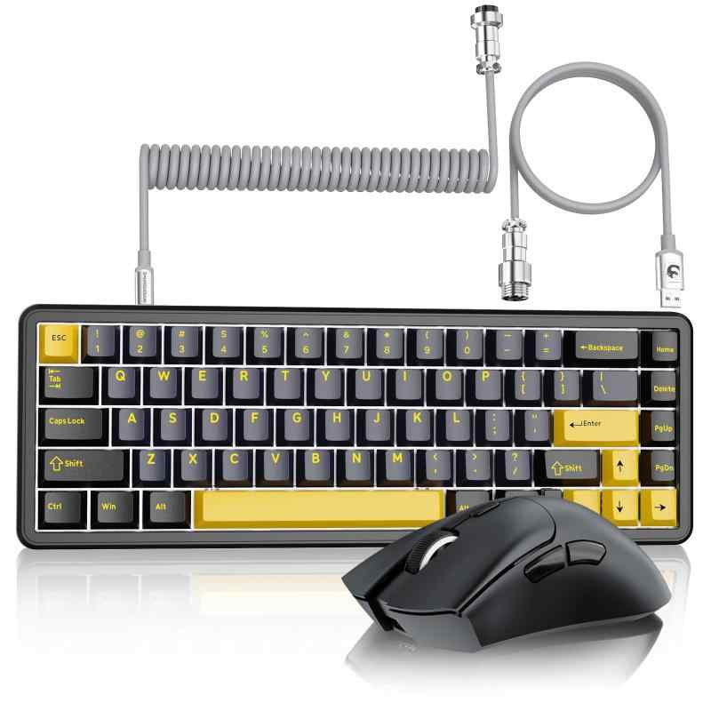 MAMBASNAKE×ATTACK SHARK X65HE+R1 ゲーミングキーボードマウスセット 65% 磁気軸ラピッドトリガー RGB 8Kポーリングレート / 超軽量59g 無線マウス PAW3311 18000DPI 2.4G/Bluetooth