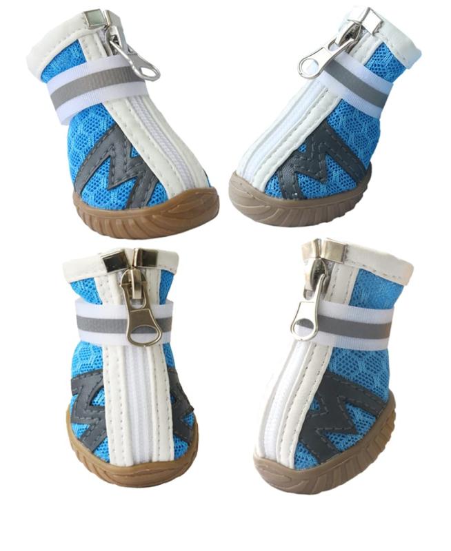 ASMPET 犬靴 メッシュ 通気性 超小型犬 小型犬用 肉球保護 滑り止め ドッグブーツ 柔らかい 可愛い 軽量 オシャレ 4個セット 01-05