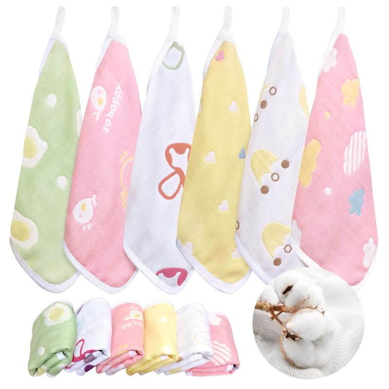 ガーゼハンカチ 赤ちゃん ベビー タオル ループタオル 子供用 綿100% 6層ガーゼ 柔らかい 口拭きタオル