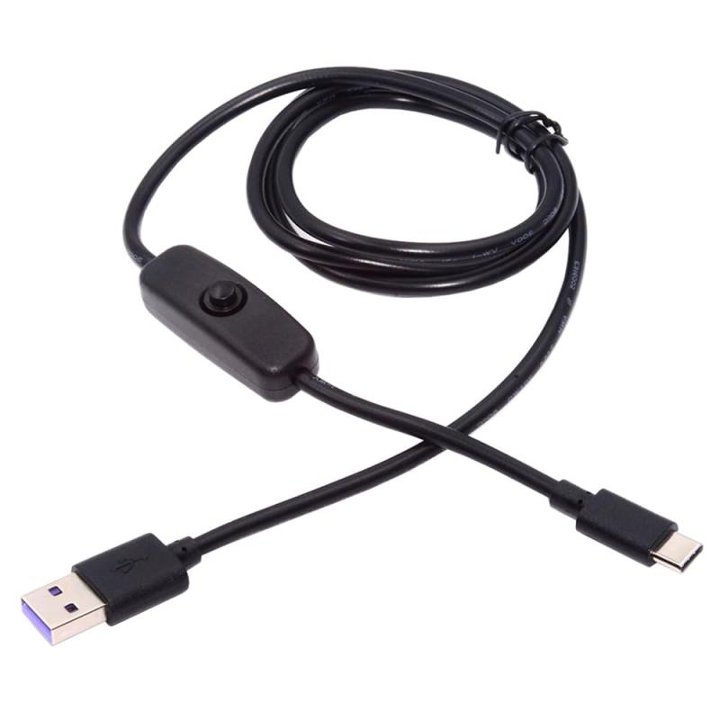 NFHK Micro Type-C USB2.0 - Type-Aケーブル オンオフ電源スイッチボタン付き USB-C DC 5V デスクランプ ファンカメラ用