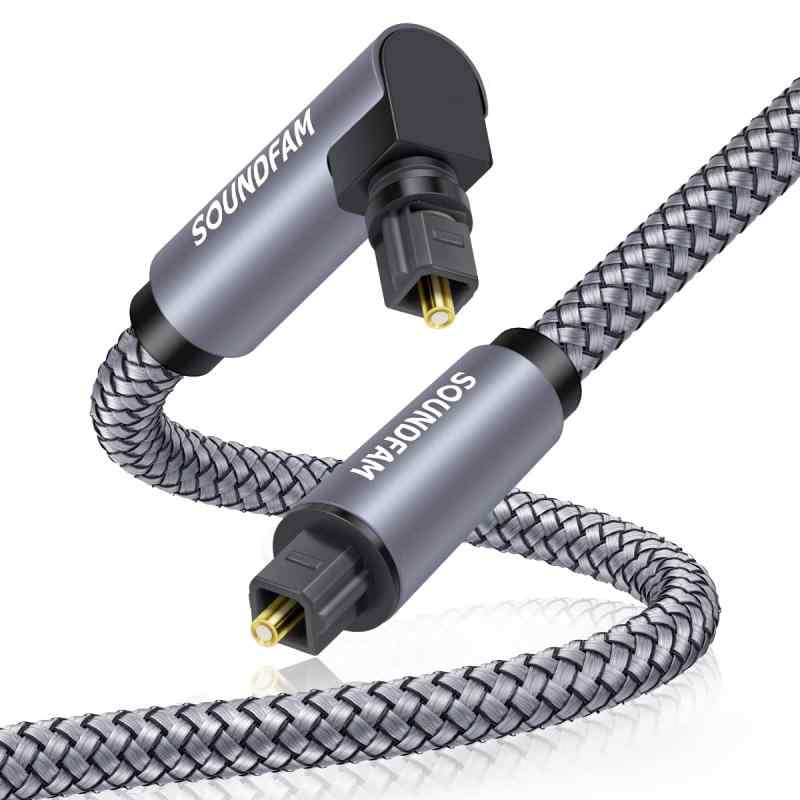 光デジタルケーブルSOUNDFAM片側L型光デジタルケーブル 90度光ファイバーケーブル 調整可直角360°回転..