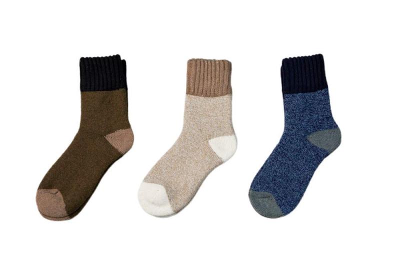 [Bbrand] Watsu Life 靴下 メンズ メリノウール ソックス 防寒ギフト 冬 暖かい 厚手 冷え性対策 ビジネス スキーソックス ルームソックス 24-28cm 混色3足セット