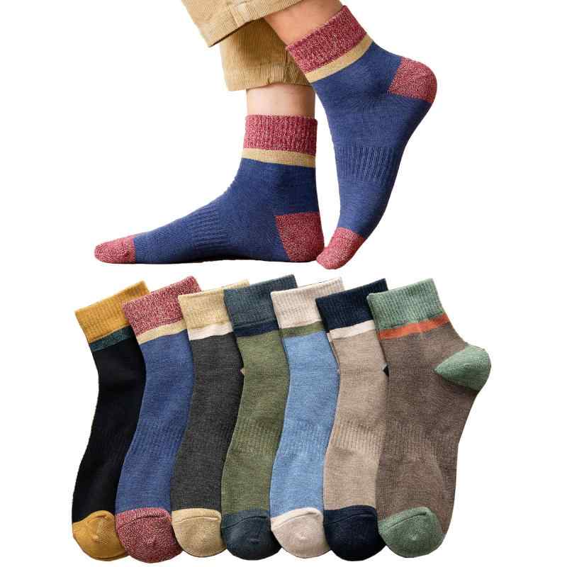 [KANGNAN] 靴下 メンズ【抗菌防臭 吸汗 綿】 スポーツソックス カラフルソックス 室内 7足セット 中厚手 春夏秋冬 畳23-28cm