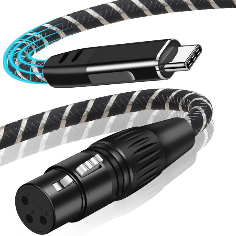 XLR USBマイクケーブル,XLR メスto USB 専門録音オーディオ変換ケーブル、マイクから携帯電話（スマホン）/ラップトップ/タブレット等へ変換、PCマイク用 カラオケ スタジオ録音 Windows Mac os i0S