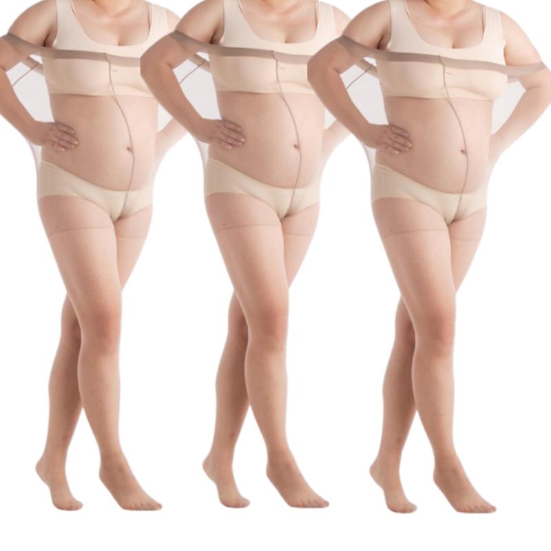 [Uccellino] 3枚組 ゆったり ストッキング 大きいサイズ お腹がきつくない 大きめ プラスサイズ パンスト