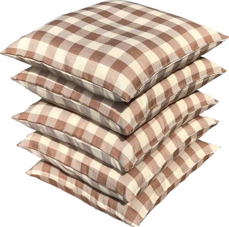 座布団カバー 55 59 5枚セット しっかり厚地 Cチェック ベージュ 55x59