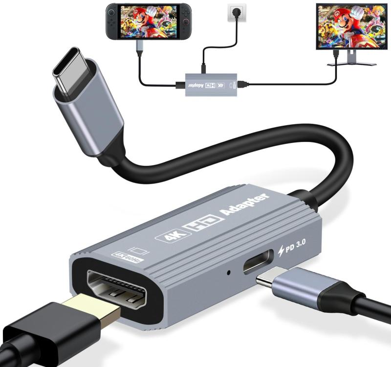 【2025年新登場】AR メガネ HDMI - USB-C ディスプレイアダプタ 4K@60Hz 再生& PD100W 充電 ARコンバータ対応 XREAL One/Air 2 Pro/RayNeo/Rokid Steam/Switch/ PS5