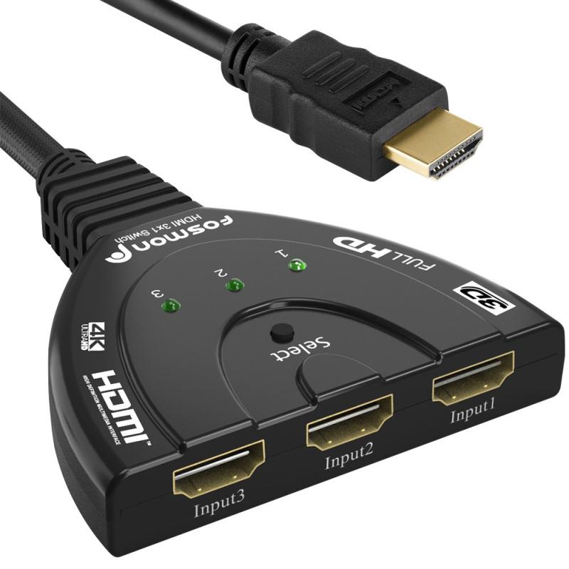 Fosmon 3入力1出力 自動切替 HDMI スイッチ 切替器 セレクター 分配器