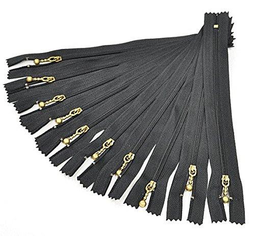 MYmama アウトレット 玉つき ファスナー 10本 20cm アンティークゴールド金具