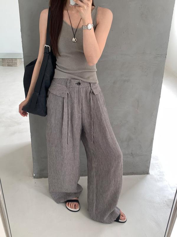 パンツ レディース リネン ワイドレッグ ストレート 高ウエスト カジュアルパンツ 接触冷感 薄手 春夏 韓国風 ゆったり 涼しい ズボン