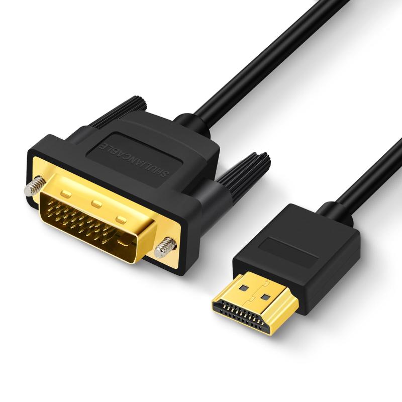 SHULIANCABLE HDMI-DVI 変換ケーブル 双方向 DVI-D 24+1 オス - HDMI オス サポート 1080P フル HD Raspberry Pi、Roku、Xbox One、PS4 PS3、グラフィックカード